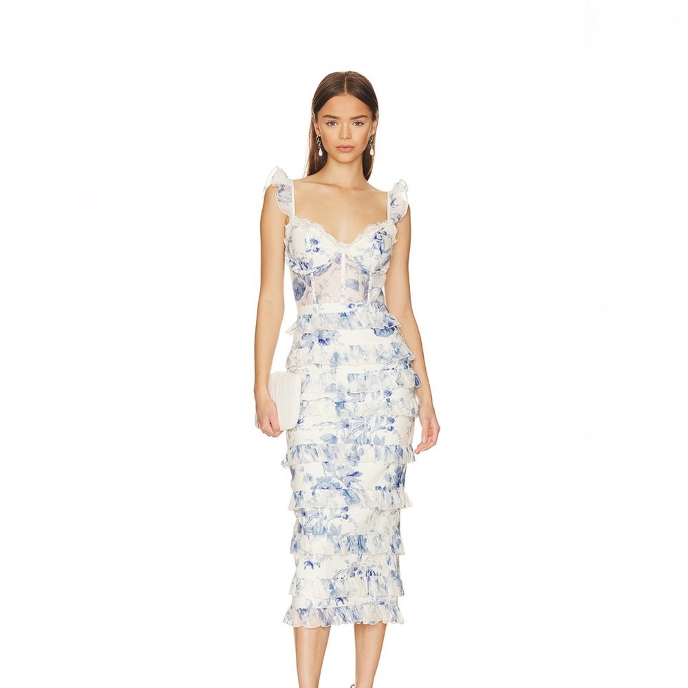 FIORENZA MIDI DRESS IN PROVENCAL BLUE FLORAL